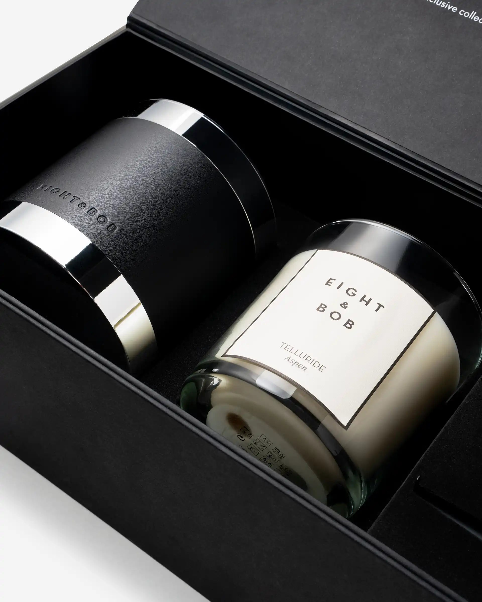 Eight & Bob Luxury duftlys sett 600 g lærholder